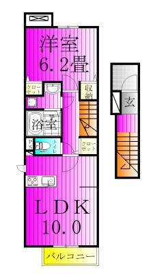 Ａｉ－ＨｉｇｈｔｓⅡＢ 202号室 間取り