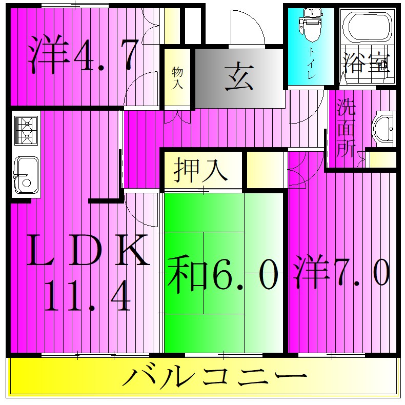 ベルハイム北柏台 202号室 間取り