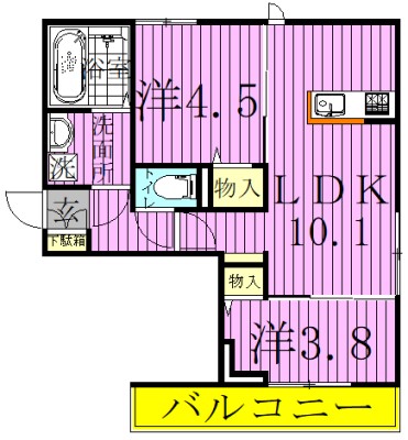アルコイーリス 201号室 間取り