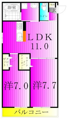 メゾンブランシュ北柏 102号室 間取り