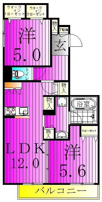 チャコールＭ 102号室 間取り