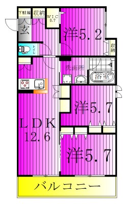 チャコールＭ 201号室 間取り