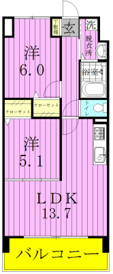 エスポワール鎌ヶ谷 202号室 間取り