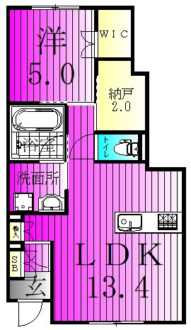 Ｖｉｌｌａ　ｄｅ　Ｇｒａｃｅ　Ｂ棟 102号室 間取り
