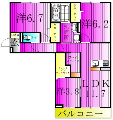 コリーヌ 201号室 間取り