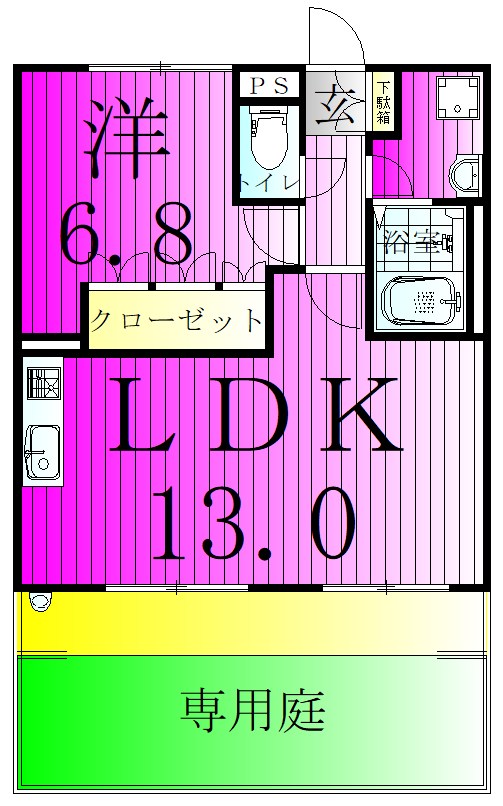 クレメント駒木Ｂ 102号室 間取り
