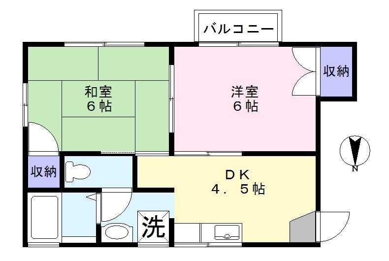 サニーハイツB棟 201号室 間取り