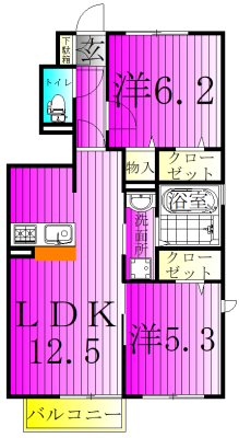 キャトルセゾンF棟 101号室 間取り