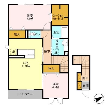ペンブロークⅡ 201号室 間取り