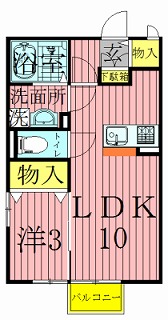 カトルセゾンA 102号室 間取り