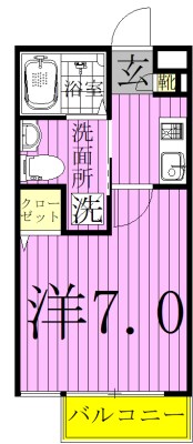 プレジールエミュ 202号室 間取り