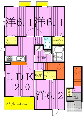 イースト・エリカーナ 202号室 間取り