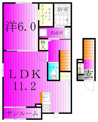 ロジュマン湖北台 201号室 間取り