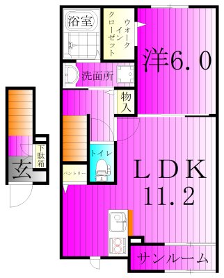 ロジュマン湖北台 203号室 間取り