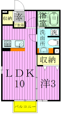 モナリエ水神前 101号室 間取り