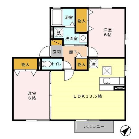 プリモ西白井Ｂ 101号室 間取り