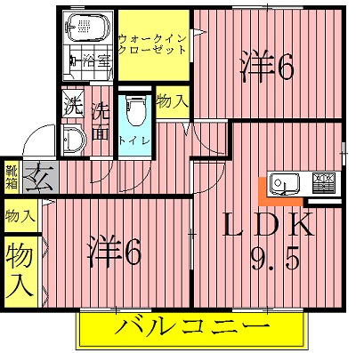 シャトレー　A棟  201号室 間取り