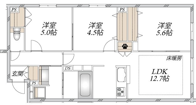 ウエスト・ノワール 102号室 間取り