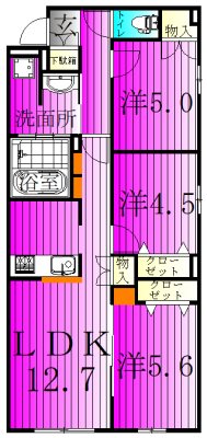 ウエスト・ノワール 102号室 間取り