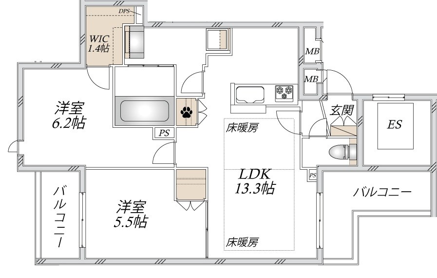 ウエスト・ノワール 202号室 間取り