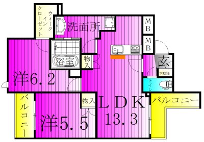 ウエスト・ノワール 302号室 間取り