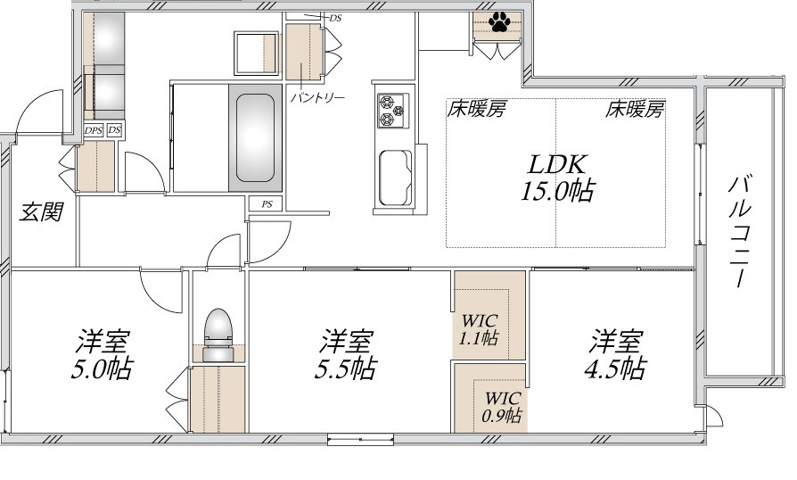 ウエスト・ノワール 305号室 間取り