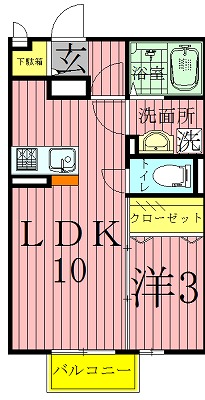 クロスクローバーⅡ 102号室 間取り
