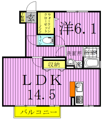 イーズフィールドＢ 101号室 間取り