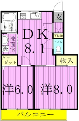 プラムカントリーＢ 102号室 間取り