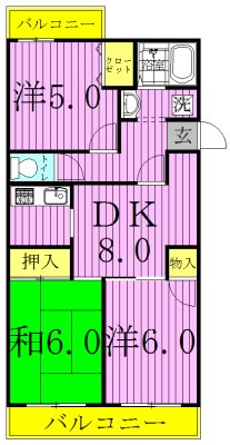 第１６パールメゾン小倉 302号室 間取り