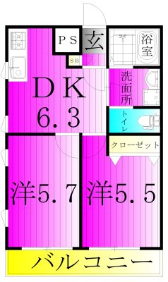 ダイヤモンドクレスト南柏 204号室 間取り