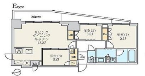 クレストコート北千住レジデンス 間取り図