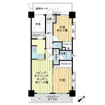 ライオンズヒルズ松戸 409号室 間取り