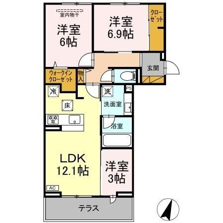 リシェスみのり台　B棟 103号室 間取り