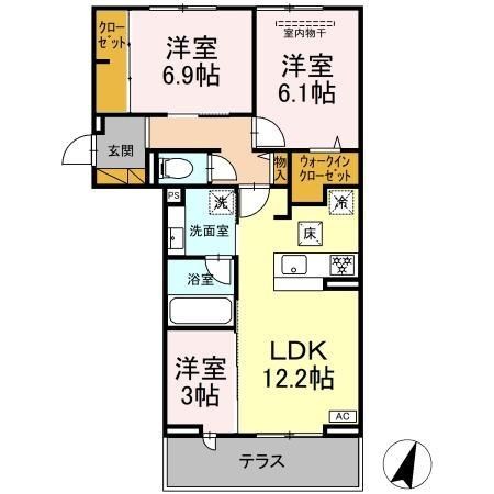 リシェスみのり台　B棟 101号室 間取り
