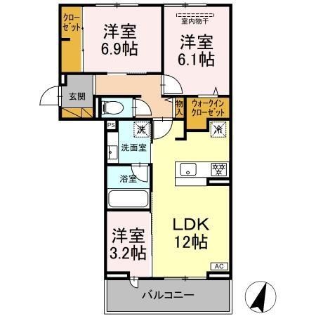 リシェスみのり台　B棟 301号室 間取り