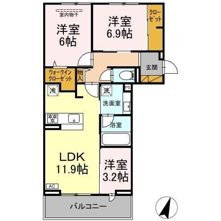 リシェスみのり台　B棟 303号室 間取り