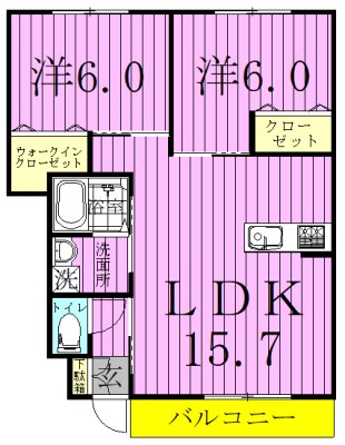 クロバーハイツＢ棟 間取り図