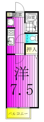 レインボーハイツ 102号室 間取り