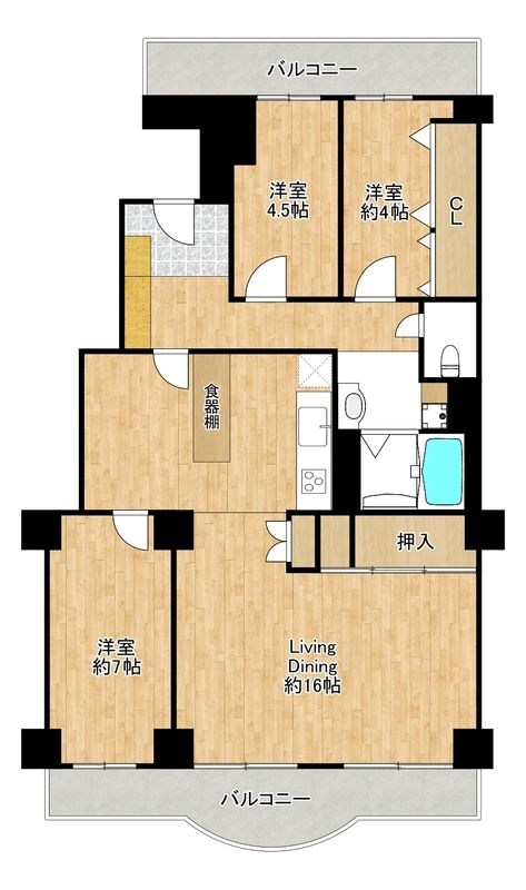 サンライトパストラル壱番街Ｃ棟 1304号室 間取り