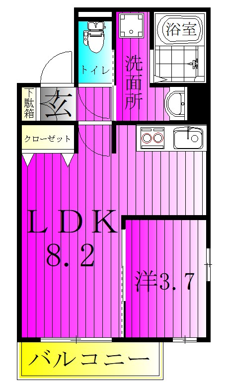 クレア松戸 203号室 間取り