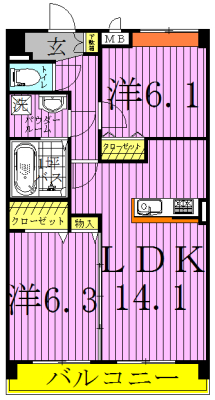 グランツ柏の葉 401号室 間取り