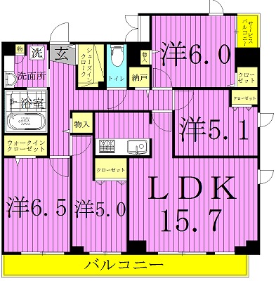 アヴェニール柏の葉 705号室 間取り