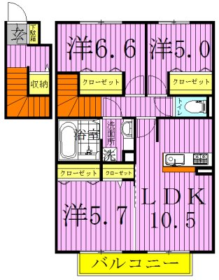 フォリウム　Ｍ 202号室 間取り
