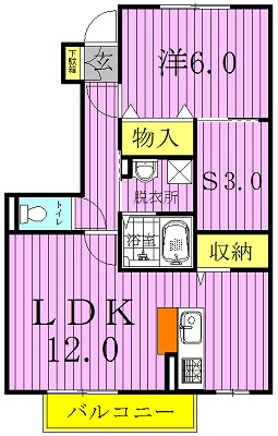 サントビーサウスヒルＡ 103号室 間取り