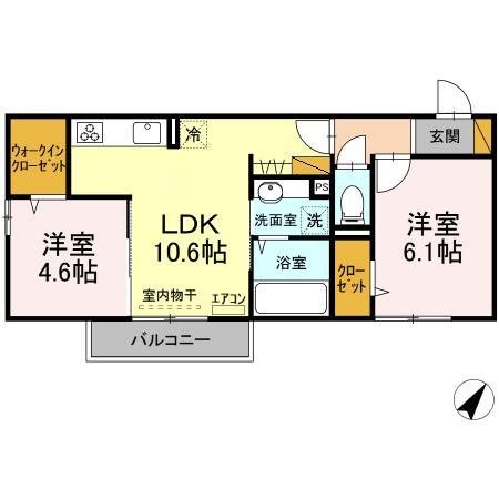 クラレット　Ａ棟 202号室 間取り