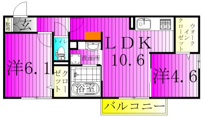 クラレット　Ａ棟 202号室 間取り