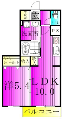 ガーデンヒルズA棟 103号室 間取り