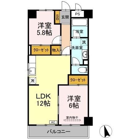 グランドール高橋 102号室 間取り