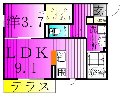 グランバニアB 101号室 間取り